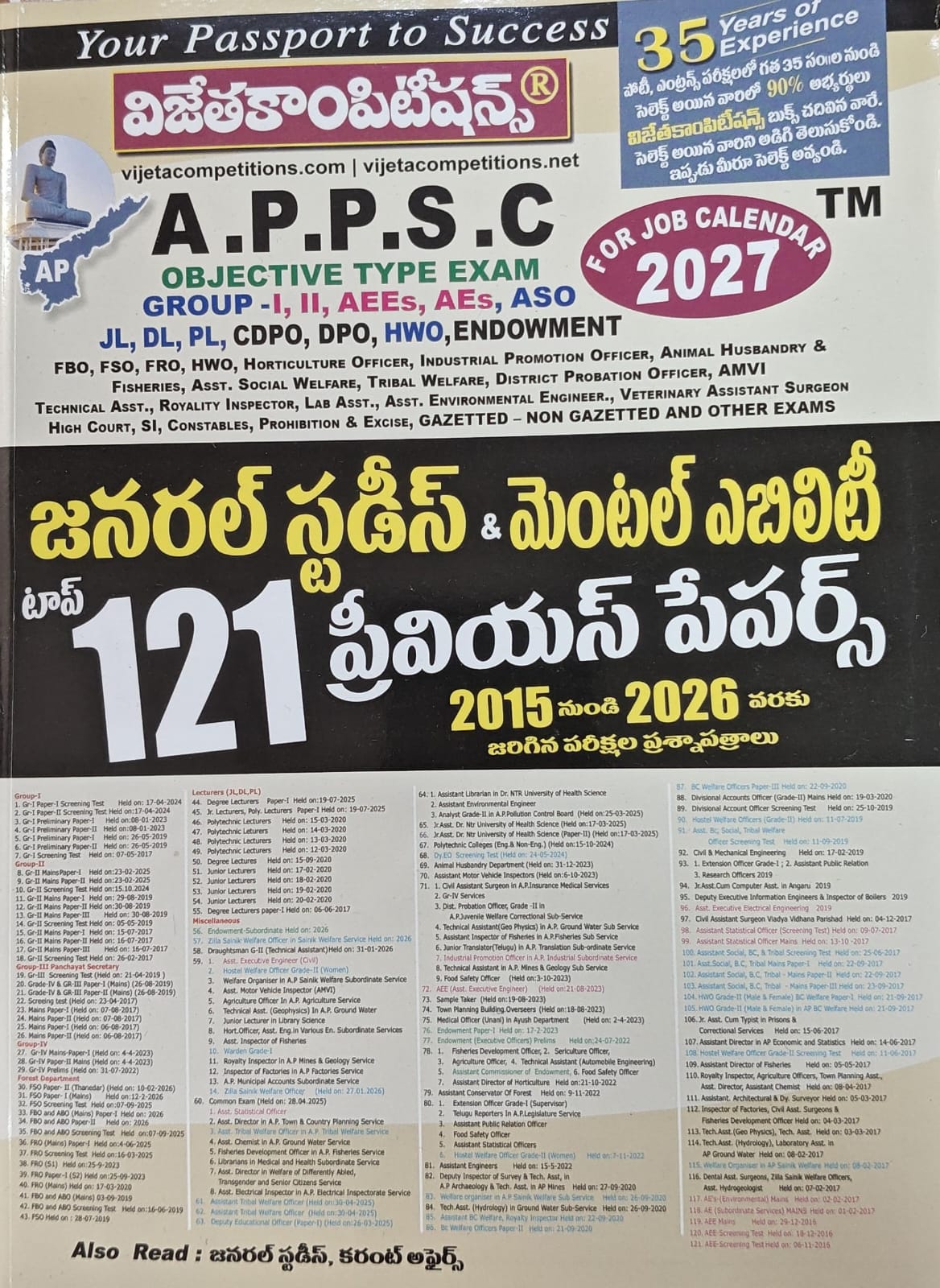 (T/M)VIJETHA COMPETITIONS APPSC 121 GENERAL STUDIES PREVIOUS PAPERS